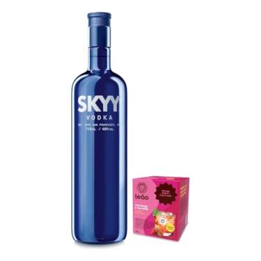 Imagem de Pack SKYY Vodka 750ml + Caixa de Chá Leão no sabor Morango com Hortelã.