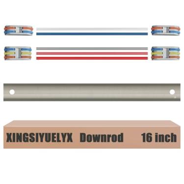 Imagem de XINGSIYUELYX Haste descendente de ventilador de teto de 40,6 cm, 1 diâmetro externo】 Haste estendida de níquel escovado, incluindo 4 conectores de fio e 5 fios de extensão (sem roscas)