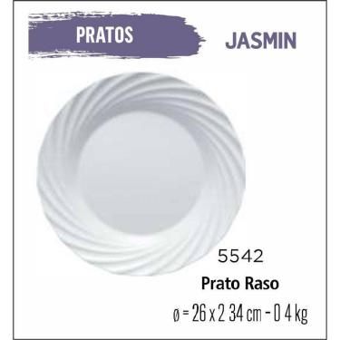 Imagem de Jogo 12 Pratos Jasmin Raso Jantar - Almoço - 25Cm Branco
