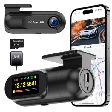 Imagem de XRC TECH Câmera frontal UHD 2,5K para carros, aplicativo WiFi integrado, DVR para carro, com rastreador GPS, sensor G, gravação em loop, visão noturna, gravador de vídeo WDR, suporte máximo de 256 GB