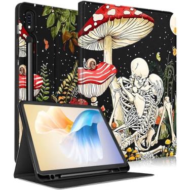 Imagem de Uppuppy Capa para Samsung Galaxy Tab S8 Plus/ S7 Plus/S7 FE 12,4 polegadas mulheres caveira fofa meninas fólio meninos esqueleto divertido gótico terror capa para tablet Samsung S8 Plus 2022/ S7 Plus 2021/ S7 FE 5G capas