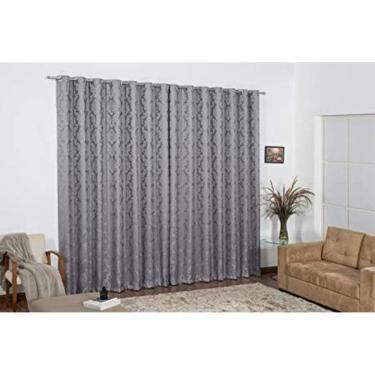 Imagem de Cortina Sala Quarto Jacquard Cinza 6,00X2,80 Semi Blackout