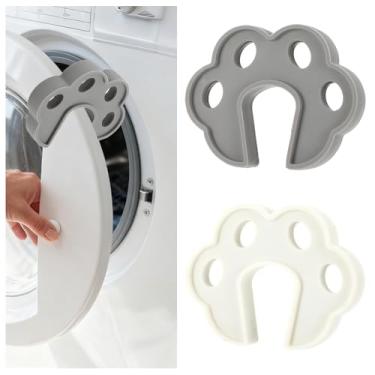 Imagem de 2 peças de suporte de porta de máquina de lavar aberta, suporte de porta de arruela de carga frontal, tampa de porta de lavadora de silicone para secadora, rolha de portas de arruelas para manter para