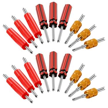 Imagem de ZJMCAJY 18 peças de chave de núcleo de válvula, ferramentas de reparo de linha de ar condicionado de cabeça única/dupla, extrator de núcleo de válvula de metal, removedor de núcleo de válvula CA