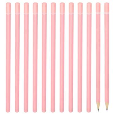 Imagem de PATIKIL Lápis de madeira triangular a granel, pacote com 12 lápis de grafite HB para material de escritório, materiais de desenho de arte de marcação de engenharia, rosa