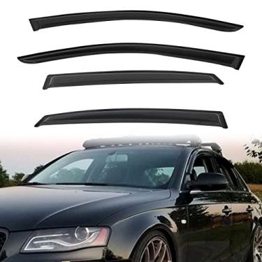 Imagem de PLDDE 4 peças de proteção contra chuva de fumaça fora do canal compatível com Audi B8 A4/A4 Quattro/S4 2009-2015 4 portas Sedan Tape-On Vent Deflector Window Visors Car Accessories