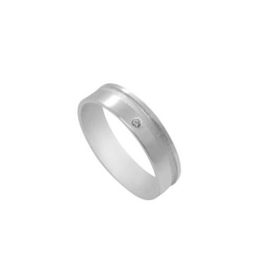 Imagem de Aliança de Namoro Prata 925 com Friso Diamantado e Zircônias - Criart,