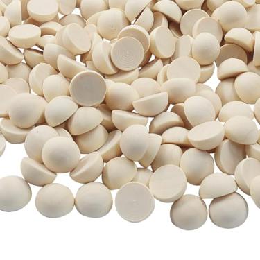 Imagem de Moicstiy 500 peças de meia bola, meia meia contas de madeira de 12 mm, meia esfera natural inacabada para projetos e suprimentos de artesanato DIY, materiais de artesanato a granel