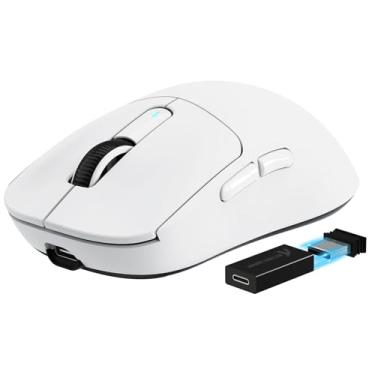 Imagem de MANBASNAKE Mouse Attack Shark X3 Pro 4K/8K Hz, mouse para jogos Superlight BT/2.4G sem fio/com fio, sensor de jogos PixArt PAW3395, 26000 DPI, botões programáveis para Win11/Xbox/PS/Mac (branco)