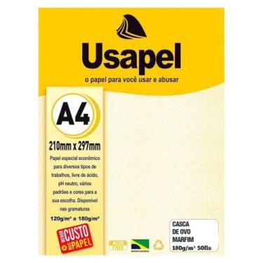 Imagem de Papel casca de ovo a4 180g c/ 50 marfim - usapel
