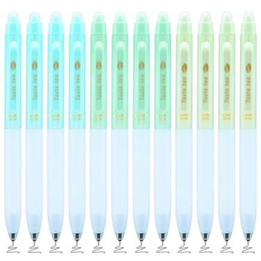 Imagem de BAYTORY 12 canetas estéticas apagáveis, caneta retrátil com borracha, canetas de ponta fina de 0,5 mm, caneta de tinta gel de secagem rápida, escrita suave para palavras cruzadas (tinta preta)