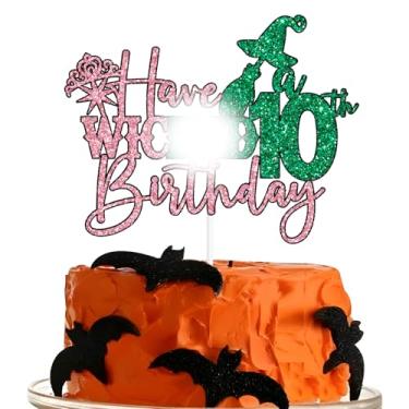 Imagem de Have a Wicked 10th Birthday Cake Topper, Wicked Birthday Cake Decor, Witch Princess 10th Birthday Party Decorations Pink and Green