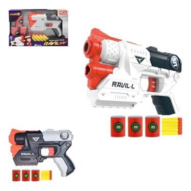 Imagem de Pistola Lançador Dardo 9 Peças Kit Brinquedo Tiro Alvo Espuma Infantil Criança Jogo