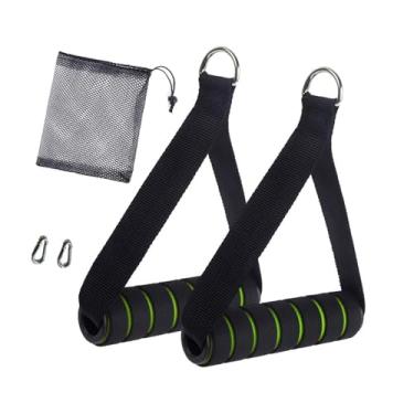 Imagem de UGPLM 2 peças de alças de exercício, alças de treino, equipamento de exercício, alça de faixa de resistência para máquina de cabo, treinamento de força, Verde