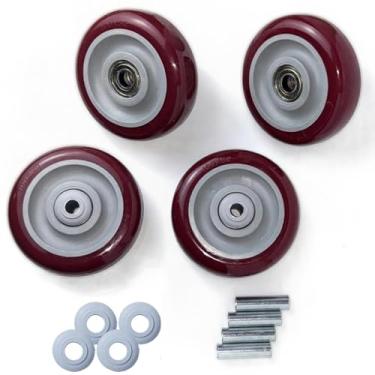 Imagem de Roda de substituição de rodízio resistente de 4 polegadas, pacote com 4, capacidade de carga de 109 kg cada, roda de rolamento duplo de poliuretano para equipamentos de móveis industriais giratórios