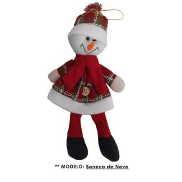 Imagem de Boneco Pendente Natal 10x22cm com Gorro e Roupa Xadrez - RIO MASTER / 