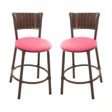 Imagem de KIT 2 Banquetas Baixa Encapada Junco ARGILA Area Gourmet - ESPAÇO JUNC