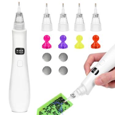 Imagem de Tiiyee Caneta elétrica de pintura de diamante, sem fio, arte de diamante, caneta a vácuo, pintor, sem necessidade de cera, recarregável, 3 ventosas ajustáveis com 4 pontas de substituição, ímã de mesa