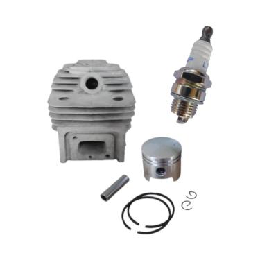 Imagem de Cilindro Completo Para Roçadeira 52cc 44mm Com Pistão Anéis Travas e Vela Compatível Com Diversas Marcas
