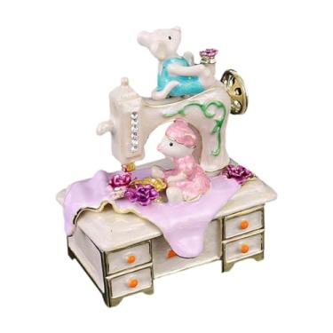 Imagem de Fiocias Caixa de Joias Esmaltada, Estatueta de Urso de Máquina de Costura, Decoração para Casa, Artesanato, Decoração de Mesa Pequena, Organizador
