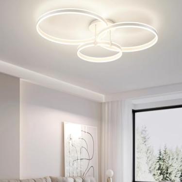 Imagem de Luminária de teto LED com controle remoto, luz de sala de estar, luz de teto regulável, cor de brilho, mudança de cor, lâmpada de quarto, criativa, redonda, decorativa, luz de teto, restaura