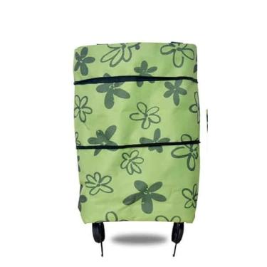Imagem de Kit com 2 Carrinhos de Compras Dobráveis | Inclui Bolsa com Rodinhas | Conjunto Econômico para Mercado e Feira | Ideal para Famílias ou Substituição(verde,2)
