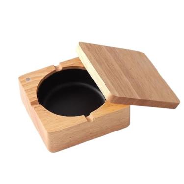 Imagem de Cinzeiro quadrado com tampa cinzeiro com cinzeiro removível de aço inoxidável cinzeiro portátil para escritório em casa, restaurante, etc. Cinzeiro ao ar livre (preto)