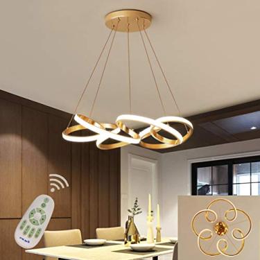 Imagem de Luminária pendente moderna de acrílico com controle remoto para sala de jantar, sala de estar e ilha de cozinha Luminária pendente regulável com design elegante (D50cm)