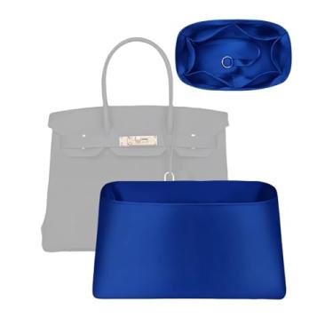 Imagem de Organizador de bolsa macio e sedoso para bolsas Hermes Birkin 20/25/30/35/40 - bolsa leve e luxuosa com forro interno de toque macio (azul celeste escuro, BK35)