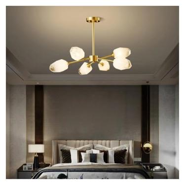 Imagem de Lustre de vidro de cobre moderno estilo luxo, lustre de led para sala de estar, quarto, sala de jantar, cozinha, lustre dourado, luminária pendente, lâmpadas de lustre