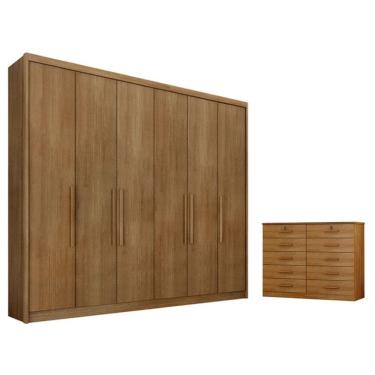 Imagem de Guarda Roupa Casal Bolonha e Gaveteiro Milão com Chave Cumaru 23 - Novo Horizonte