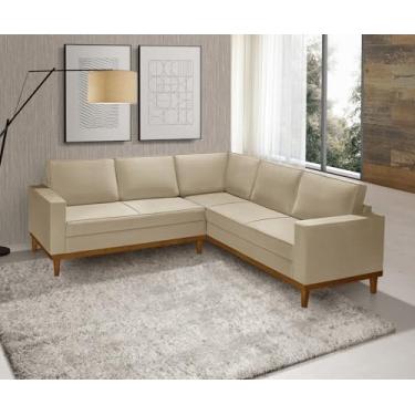 Imagem de Sofá Toronto De Canto Ideal Para Ambiente Integrado 5 Lugares Moderno - Linho Bege