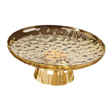 Imagem de Baoblaze Fruteira de pedestal, prato de frutas, bandeja multifuncional leve para armazenamento de lanches e doces, tigela decorativa para decoração de cozinha, Ouro