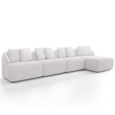 Imagem de Sofá 5 Lugares com Chaise Direito Sala Living 334cm Arlo F04 Bouclê Br