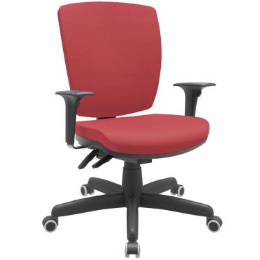 Imagem de Cadeira de Escritório Diretor Office Base Giratória Preto Alta Flexi P03 Vinil Vermelho - Lyam