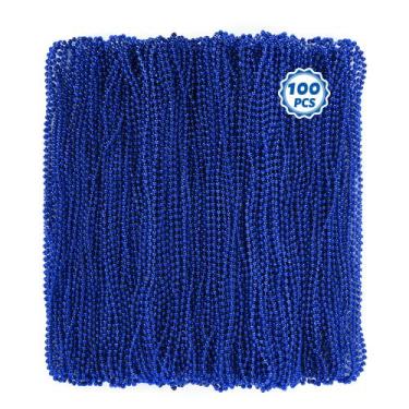 Imagem de Colares de miçangas Huskein 100 peças de carnaval azul de 33 cm de plá