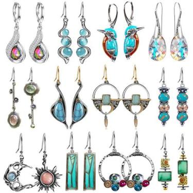 Imagem de Conjunto de 12 pares de brincos Hefanny Teardrop Druse Crystal