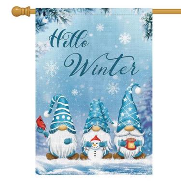 Imagem de Bandeira de jardim Louise Maelys Hello Winter Gnome 30x45cm Serapilhei