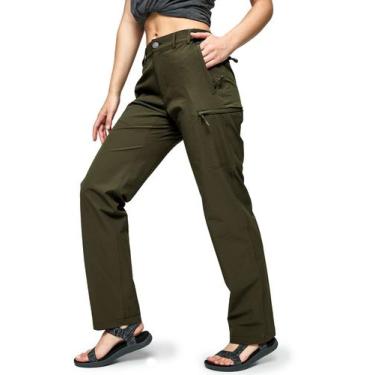 Imagem de Calças de caminhada MIER femininas Quick Dry Cargo Army Green, tamanho