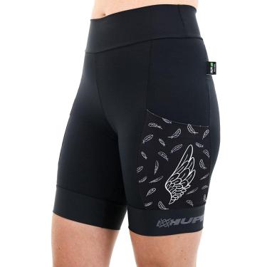 Imagem de Bermuda para Corrida de Compressão HUPI Run Asas Feminina Longa, Cor: PRETO, Tamanho: G