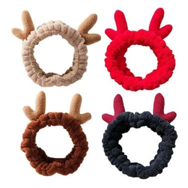 Imagem de Luxshiny Faixa de cabeça de spa de rena, chifre de, spa, faixa de cabelo para lavagem de rosto, faixa de cabelo facial, orelha de animal, acessório para lavar o rosto, rena, ajustável, cosmético