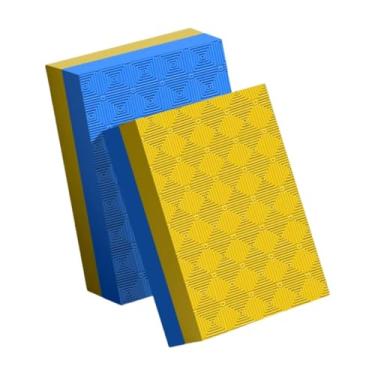 Imagem de RNXRZANK Almofada para Barra de 2 Peças, Almofada para Levantamento de Peso, Tapete de Exercícios à Prova de Choque, Almofada Redutora de Ruído, Design Portáti, Amarelo Azul 50x33x4cm