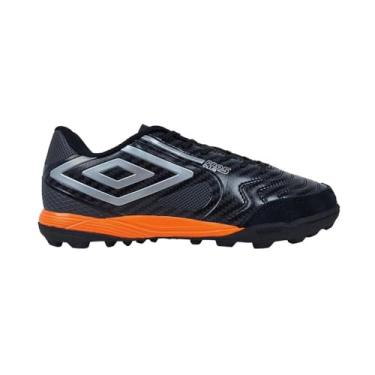 Imagem de Chuteira Society Umbro Pro 5 Bump Club Adulto Preto Prata e Laranja Fluor - 42