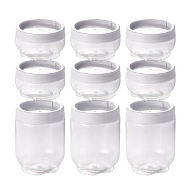 Imagem de " Kit 9 Potes Organizadores Gire e Trave Plasútil Empilháveis Com Rosca Branco 6 potes 155ml + 3 potes 380ml Para Temperos Alimentos Objetos De Costura Botões. Perfeitos Para Organizar Seus Objetos "