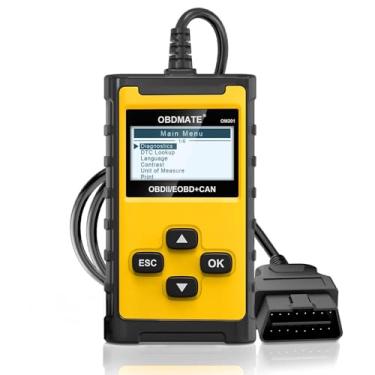 Imagem de OBDMATE Scanner de carro, leitor de código de motor de verificação OM201, ferramenta de diagnóstico OBDII com impressão sem fio | Dados gráficos ao vivo | Teste EVAP | Pesquisa DTC, amarelo