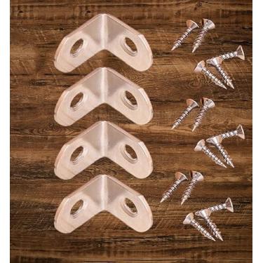 Imagem de 5 peças de suportes de canto de aço inoxidável juntas de 90 graus suporte de ângulo reto em forma de L suportes de canto fixadores para móveis, 10 parafusos incluídos (1,6 x 2 cm)