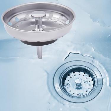 Imagem de Tampa de filtro de ralo de pia de cozinha, filtro de pia de aço inoxidável serve para dreno padrão de 8,5 cm