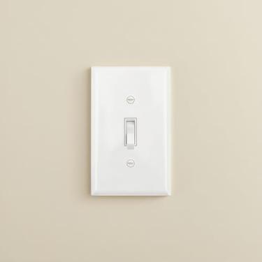 Imagem de Interruptor de aterramento 15A 120V - polo único com placa de parede, interruptor liga/desliga de grau residencial com operação silenciosa, branco brilhante, listado pela UL