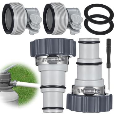 Imagem de Kit adaptador de mangueira de piscina, 2 tipos de adaptadores de conversão de mangueira versáteis para mangueiras de 3,8 e 3,5 cm, compatível com bombas de filtro, geradores de cloro e sistemas de sal