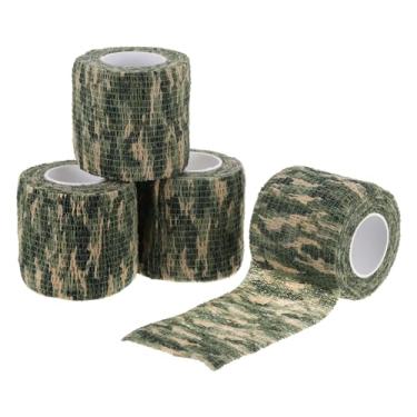 Imagem de Fita camuflada de 5 cm x 4,5 m, 4 rolos de fita de camuflagem autoadesiva para caça, escalada, lanterna, câmera externa, grama